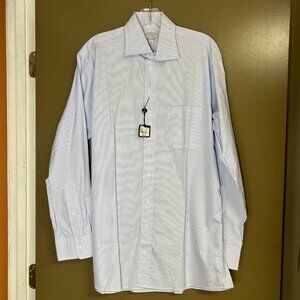 NWT H Stockton Blue/White Striped Dress Shirt - Size: 16/34